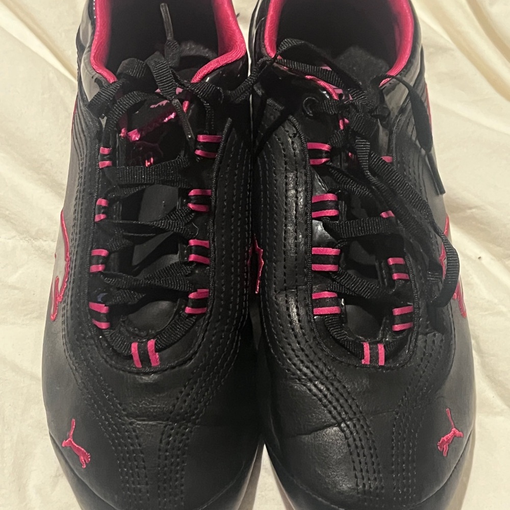 Vintage Y2K Puma Speedcat Women’s Black Sneakers with Hot Pink Accents Leather 9